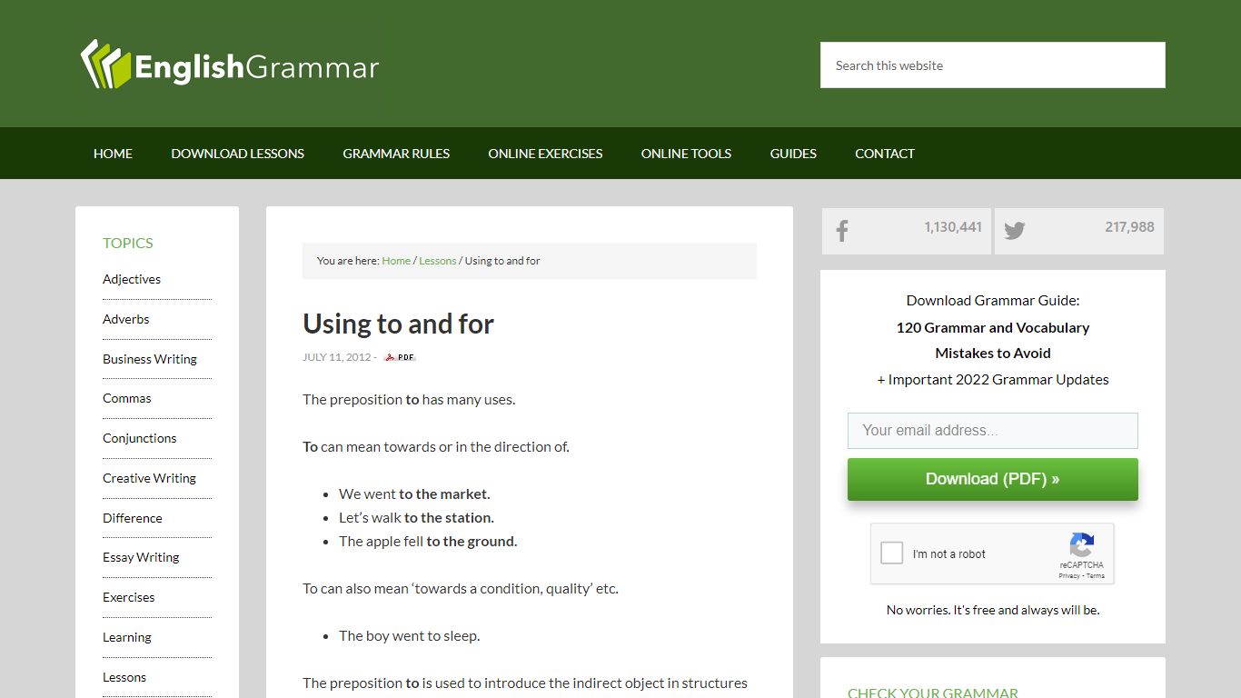 Using to and for - Home of English Grammar